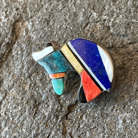 Vintage Charlie Bowie Navajo Native American Bear Pin and Pendant - Picture 14 of 14